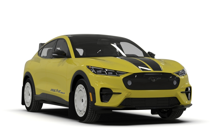 Ford Mach-E Mud Flap Kit - Rally Armor - Rally Edition UR - Black/Metallic Black Logo - `21-`25